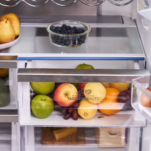 Different types of fruits inside the fridge