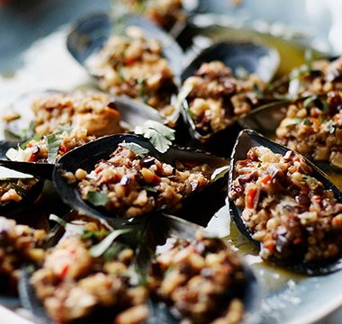 Massimo Mele’s Caponata Steamed Mussels