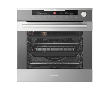 Stainless steel steam and pyrolytic oven with Intuitive Oven Interface control system