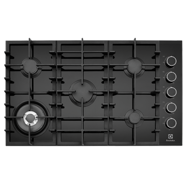 90cm 5 burner glass gas cooktop with side controls