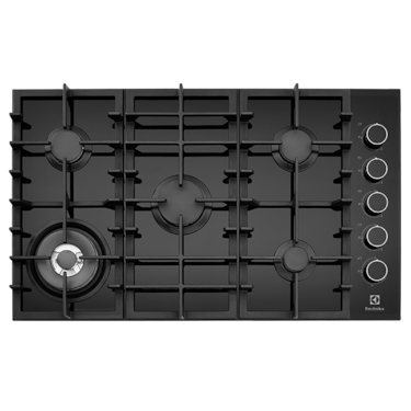 90cm 5 burner glass gas cooktop with side controls